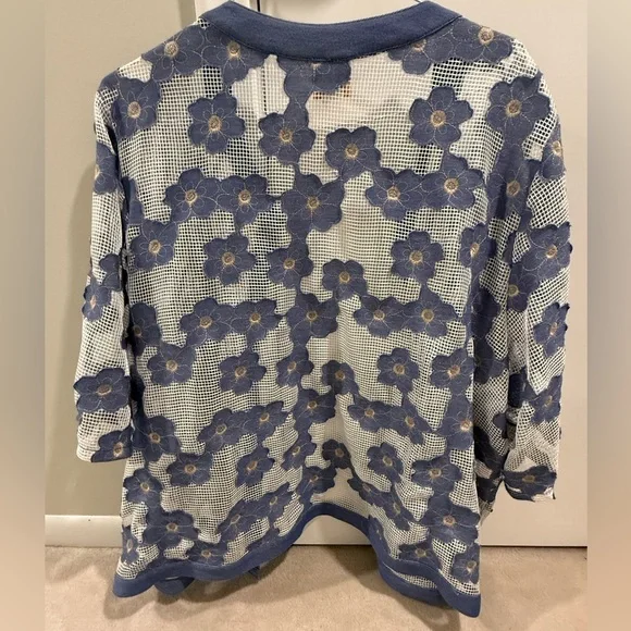 Ruby Rd. Blue and White Floral Jacket - Picture 2 of 2